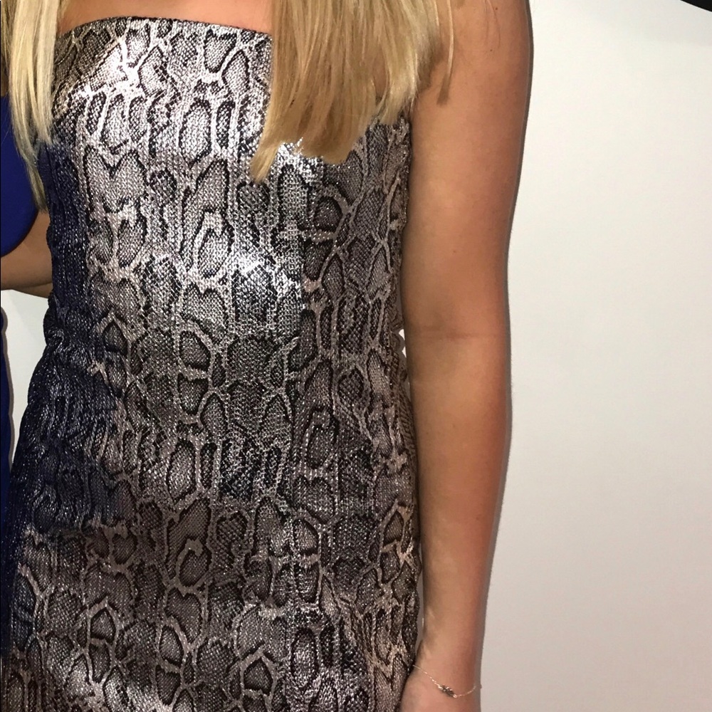 Strapless Snakeskin Sequin Dress